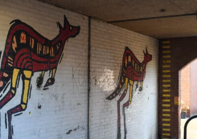 Kangeroe muurschildering streetart